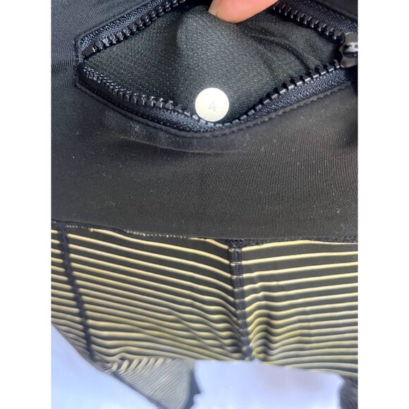 Lululemon Yellow Black Striped Crop Leggings Bee Size 4 + Crop Top Size M Yoga - Picture 7 of 12